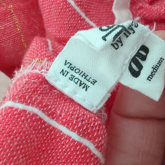 Lemlem By Lily Kebede Womens Medium Slip Saba Sundress Midi Pink Stripe Ruffle - Picture 7 of 7